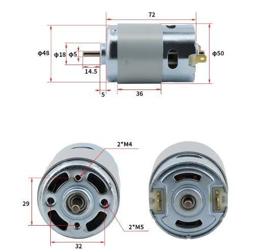Мотор 895 RS 12/24V 6000/12000rpm вал со срезом 3057 фото